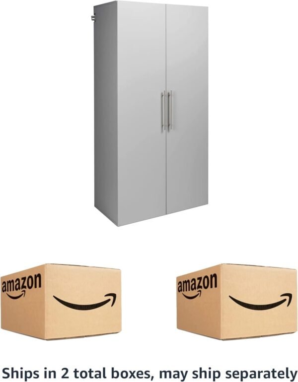 Prepac HangUps Large Storage Cabinet - Immaculate Light Gray 36" Cabinet with Storage Shelves and Doors; Ideal for Bin and General Storage Solutions - Image 5