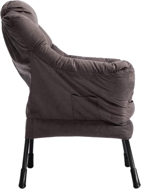 AcozyHom Modern Fabric Large Lazy Chair, Accent Oversized Comfy Reading Chair, Thick Padded Cozy Lounge Chair with Armrest, Steel Frame Leisure Sofa Chair for Living Room, Bedroom, Dorm, Coffee - Image 8
