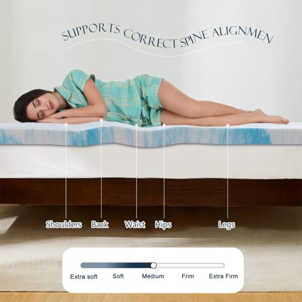 JJDANFILL 3 Inch Gel Swirl Memory Foam Mattress Topper for Pressure Relieving– Cooling Gel Infused–CertiPUR-US Certified - Twin XL - Image 5