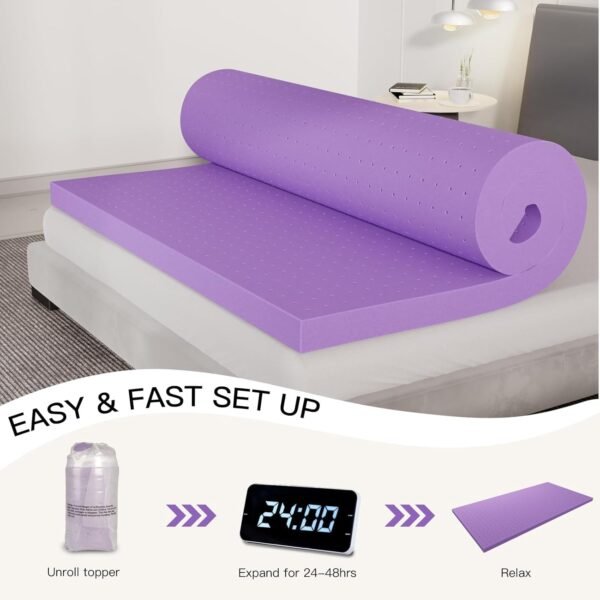 3 Inch Full(54"x75") Gel Memory Foam Mattress Topper,Cooling Gel Infused Mattress Pad Mattress Topper for Pressure Relief Back Pain,CertiPUR-US Certified - Image 6