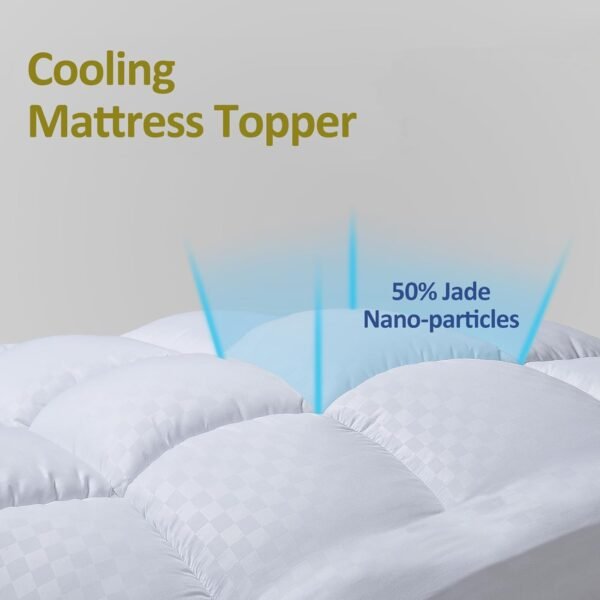 Mattress Topper Twin XL, Cooling Mattress Pad Cover for Hot Sleepers, Extra Thick 5D Snow Down Alternative Overfilled Plush Pillow Top with 8-21 Inch Deep Pocket -39"x80" Cream White - Image 4