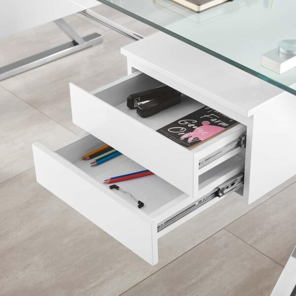 Modway EEI-6226-WHI Sector 71" Glass Top Glass Office Desk, White - Image 2