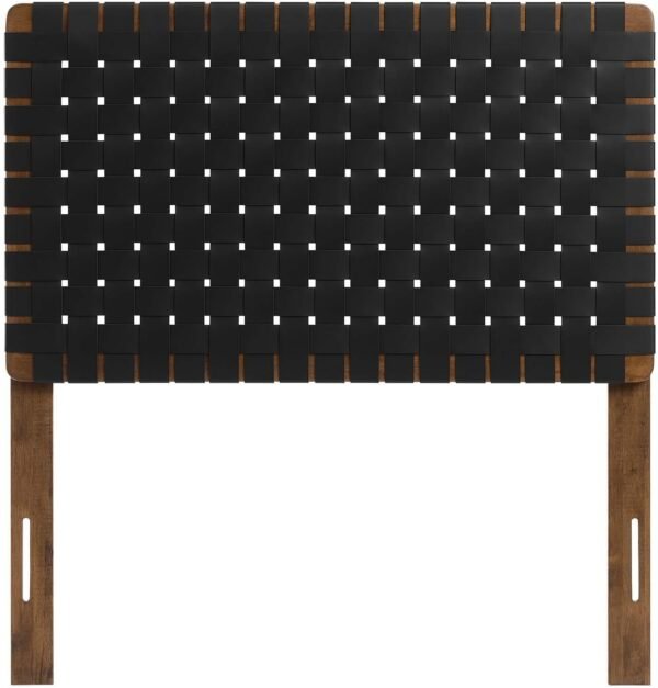 Modway Sparta Vegan Leather Weave Twin Headboard in Walnut Black Faux Leather Twin Headboard Only, Height Adjustable Headboard, Freestanding Headboard for Children's Bedroom or College Dorm - Image 4