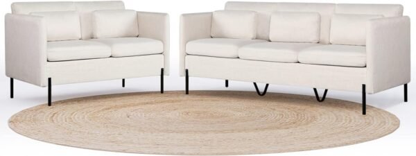 LINLUX Living Room Sectional Sofa Set, Modern Couches for Living Room, 2 Pcs Sofa & Loveseat Sets, Soft Linen Couch, Beige - Image 3