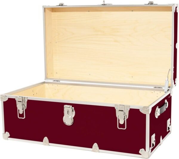 Rhino Trunk & Case Large Armor College Trunk with Removeable Wheels, Secure Dorm Storage Chest, Ideal Footlocker for Students, Strong Trunks 1000+ Pounds Sitting Capacity 32"x18"x14" (Wine) - Image 4