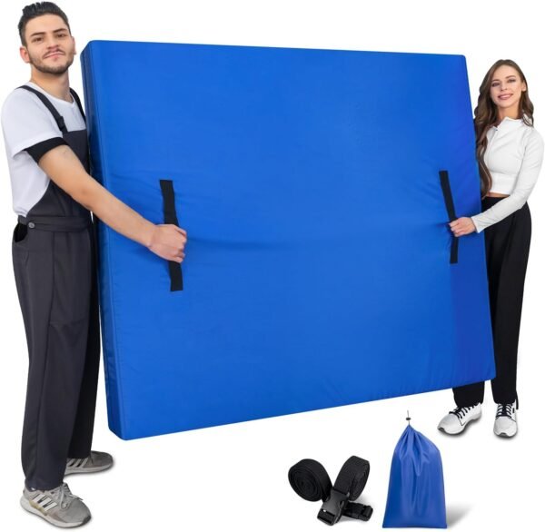 King Mattress Bag with 8 Handles, Zipper Closure for Moving and Storage, Blue