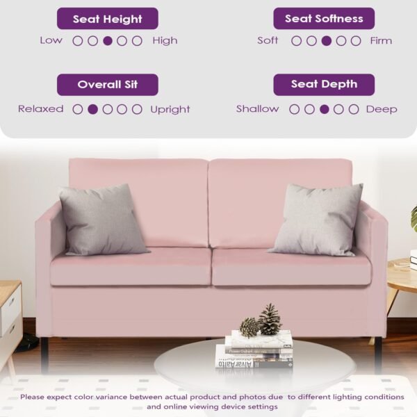 TYBOATLE Sofa Couch Mid Century Modern Small Loveseat for Living Room, 51" W Mini Little Upholstered 2-Seater Love Seats w/Iron Legs for Compact Small Space, Apartment, Bedroom, Dorm, Office (Pink) - Image 7