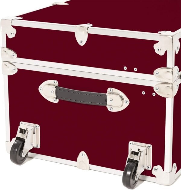Rhino Trunk & Case Large Armor College Trunk with Removeable Wheels, Secure Dorm Storage Chest, Ideal Footlocker for Students, Strong Trunks 1000+ Pounds Sitting Capacity 32"x18"x14" (Wine) - Image 2