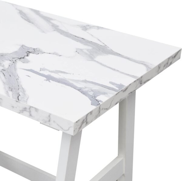 Convenience Concepts Designs2Go Trestle Desk 47" - Modern Desk or Vanity with Shelves, for Office, Dorm, Living Room, White Faux Marble/White - Image 5