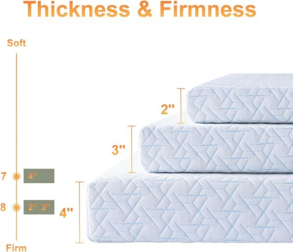 Maxzzz 3 Inch Queen Size Firm Mattress Topper, Cooling Gel Memory Foam Mattress Topper for Pressure Relief, Extra Firm Mattress Topper Non-Slip Design with Removable & Washable Cover, CertiPUR-US - Image 8