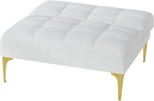 Convertible Sofa Bed Couch, Futon Sleeper Sofa with Gold Metal Legs, Teddy Fabric Loveseat with Adjustable Back for Living Room, Bedroom, Small Space - Image 5