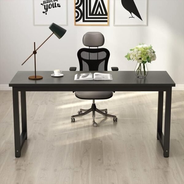 Tribesigns Modern Computer Desk, 63 inch Large Office Desk Computer Table Study Writing Desk Workstation for Home Office, Black Metal Frame - Image 6