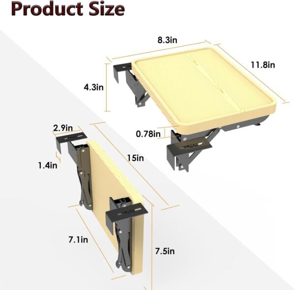 Foldable Bedside Shelf for Dorm Bed,Folding Bed Table,Bunk Bed Tray for Top Bunk,Bed Side Table for College Dorm - Image 2