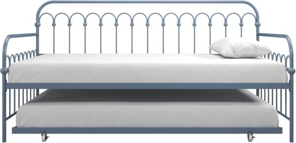 Novogratz Bright Pop Metal Daybed with Trundle, Twin, Stone Blue - Image 7