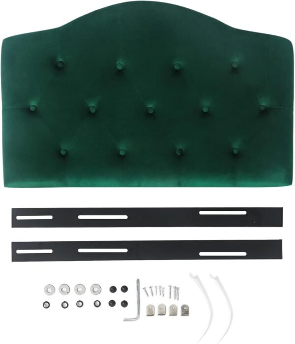 Joveco Upholstered Headboard Twin Size, Modern Adjustable Head Board with Durable Metal Legs, Fabric Button Tufted Headboard, Easy Assembly, Dark Green - Image 7