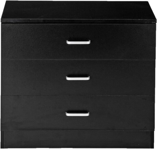 3 Drawer Nightstand, Black Night Stand for Bedroom, Modern 3 Drawer Dresser, Wood Bed Side Table/Night Stand with Drawers for Small Spaces, College Dorm, Kids' Room, Living Room 13" D X 26" W X 22" H - Image 6