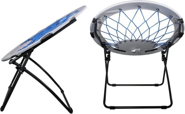Zenithen Indoor Outdoor Bungee Round Metal Framed Folding Dish Saucer Chair for Bedroom, Dorm Room, Outdoor Activities, Movies and Camping, Cobalt Blue (Pack of 1) - Image 6