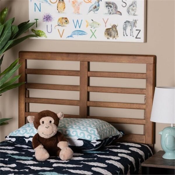 Baxton Studio Salome Mid-Century Modern Walnut Brown Finished Wood Twin Size Open Slat Headboard - Image 2