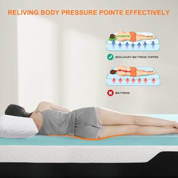 bedluxury 3 Inch Twin Size Mattress Topper Gel Memory Foam, High Density Soft Foam Mattress Pad Cover for Pressure Relief, Bed Topper with Removable Breathable Cover,Black - Image 4