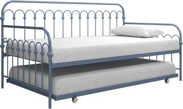 Novogratz Bright Pop Metal Daybed with Trundle, Twin, Stone Blue - Image 6
