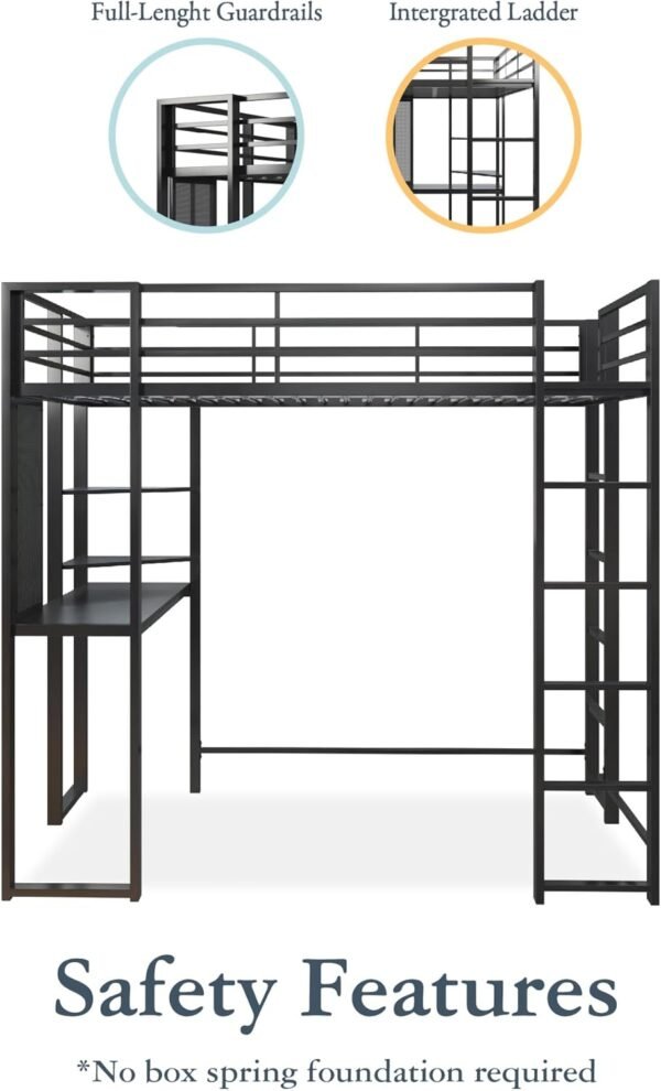 DHP Abode Full Size Metal Loft Bed, Black - Image 7
