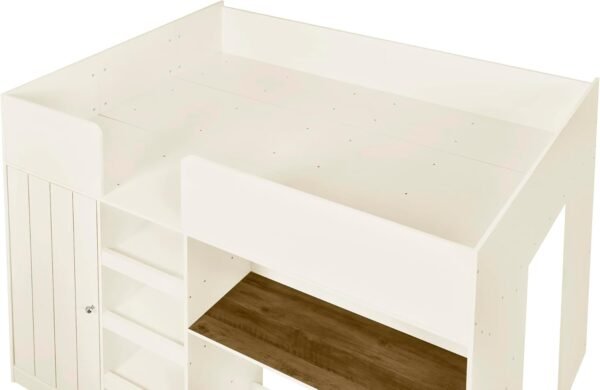 Full Size Loft Bed with Wardrobes and Desk,Wooden Frame with Storage Stairs and Cabinet Built-in 3 Drawers for Kids Adults Girls,Beige - Image 7
