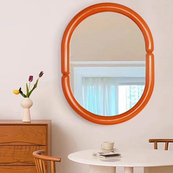 Arch Mirror Bathroom Vanity Wall Mirror with Wood Frame Pop Bagel Shaped Wall Mirror (Orange, 32"x24") - Image 6