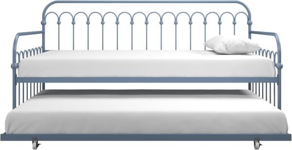 Novogratz Bright Pop Metal Daybed with Trundle, Twin, Stone Blue - Image 9