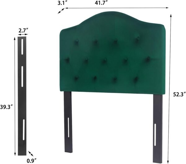 Joveco Upholstered Headboard Twin Size, Modern Adjustable Head Board with Durable Metal Legs, Fabric Button Tufted Headboard, Easy Assembly, Dark Green - Image 2