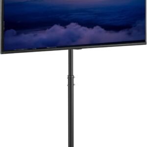 VIVO Height Adjustable TV Floor Stand for 13 to 65 inch Screens up to 44 lbs, LCD LED OLED 4K Smart Flat and Curved Monitor Panels, 50 inch Tall, Max VESA 400×400, Black, STAND-TV08
