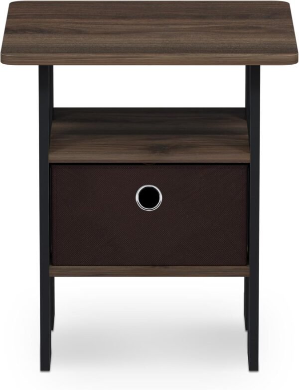 Furinno Andrey End Table / Side Table / Night Stand / Bedside Table with Bin Drawer, Columbia Walnut/Dark Brown,1-Pack, Center Bin - Image 5