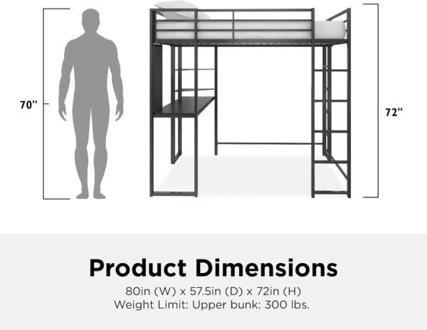 DHP Abode Full Size Metal Loft Bed, Black - Image 2