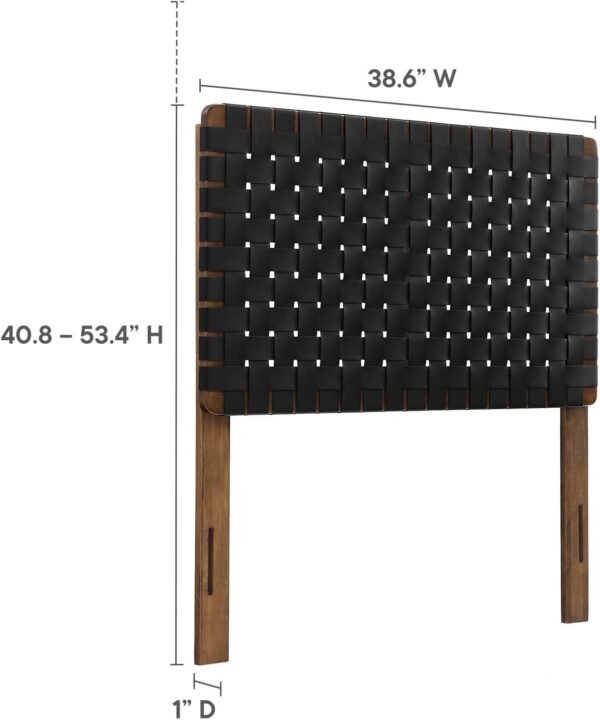 Modway Sparta Vegan Leather Weave Twin Headboard in Walnut Black Faux Leather Twin Headboard Only, Height Adjustable Headboard, Freestanding Headboard for Children's Bedroom or College Dorm - Image 2