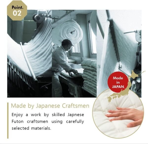 EMOOR Japanese Futon Mattress CLASSE and Foldable Tatami Mat Set, Queen, Floor Sleeping Mat Sikibuton Igusa Natural - Image 4