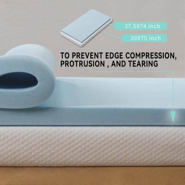 Twin Mattress Topper, Plush Gel Memory Foam, 3 inches, CertiPUR-US Certified - Image 2