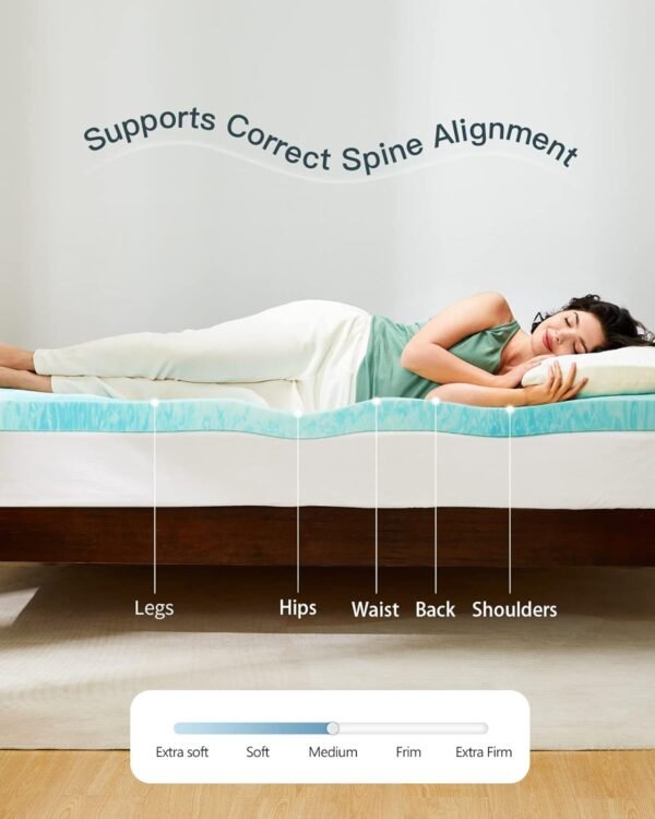 PERLECARE 4 Inch Twin XL Memory Foam Mattress Topper, Cooling Gel Infused Mattress Pad, Ventilated Bed Topper for Pressure Relief Back Pain, CertiPUR-US Certified - Image 3