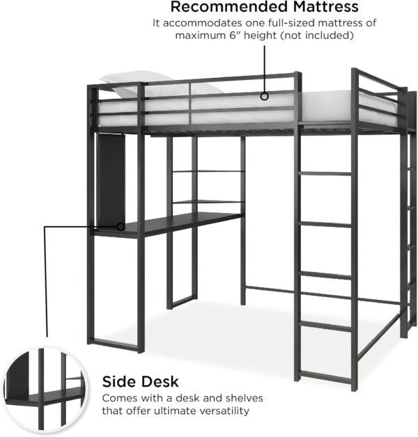 DHP Abode Full Size Metal Loft Bed, Black - Image 6
