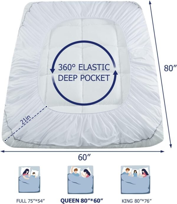 Marine Moon Mattress Topper Twin Plush Pillow Top Mattress Pad/Bed Topper, Fluffy Mattress Pad, Hotel Quality Down Alternative Pillow Topper - Image 4