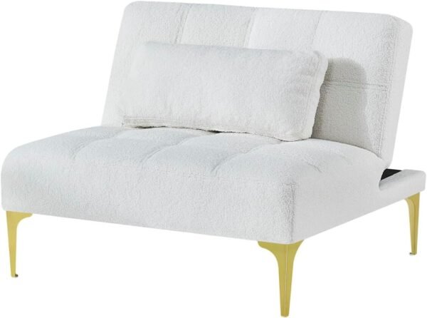 Convertible Sofa Bed Couch, Futon Sleeper Sofa with Gold Metal Legs, Teddy Fabric Loveseat with Adjustable Back for Living Room, Bedroom, Small Space - Image 6