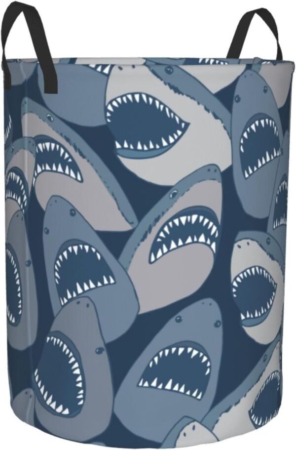 Sea Animal Sharks Round Laundry Hamper Storage Basket Toys Clothes Organizer Bin For Home Bathroom Bedroom Dorm Nursery, 38l - Image 8