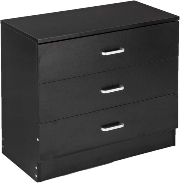 3 Drawer Nightstand, Black Night Stand for Bedroom, Modern 3 Drawer Dresser, Wood Bed Side Table/Night Stand with Drawers for Small Spaces, College Dorm, Kids' Room, Living Room 13" D X 26" W X 22" H - Image 5