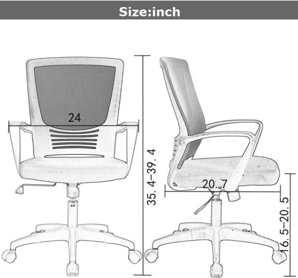 Ergonomic Office Chair Cheap Desk Chair Mesh Computer Chair with Lumbar Support Arms Modern Cute Swivel Rolling Task Mid Back Executive Chair for Women Men Adults Girls,Black - Image 3