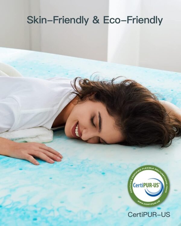PERLECARE 4 Inch Twin XL Memory Foam Mattress Topper, Cooling Gel Infused Mattress Pad, Ventilated Bed Topper for Pressure Relief Back Pain, CertiPUR-US Certified - Image 4