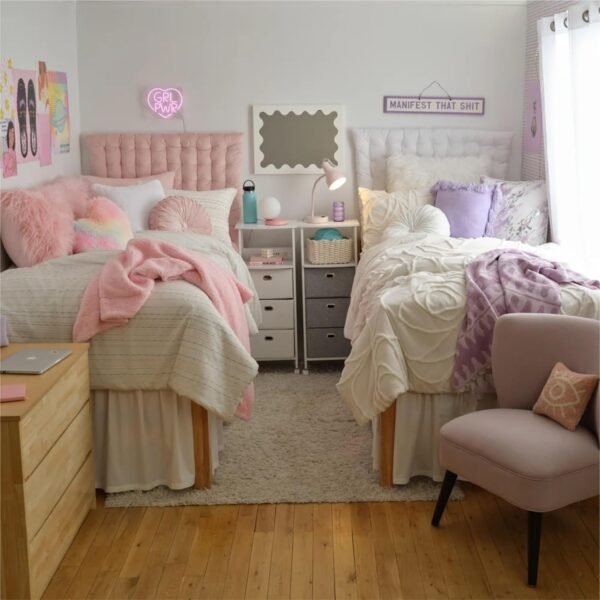 Dormify Medium Ripple Mirror | Stylish & Functional | 24" x 18" | White | Lightweight & Durable | Wood & Glass | Dorm Room Accent & Decor | Bedroom & Dorm Room Accent - Image 4