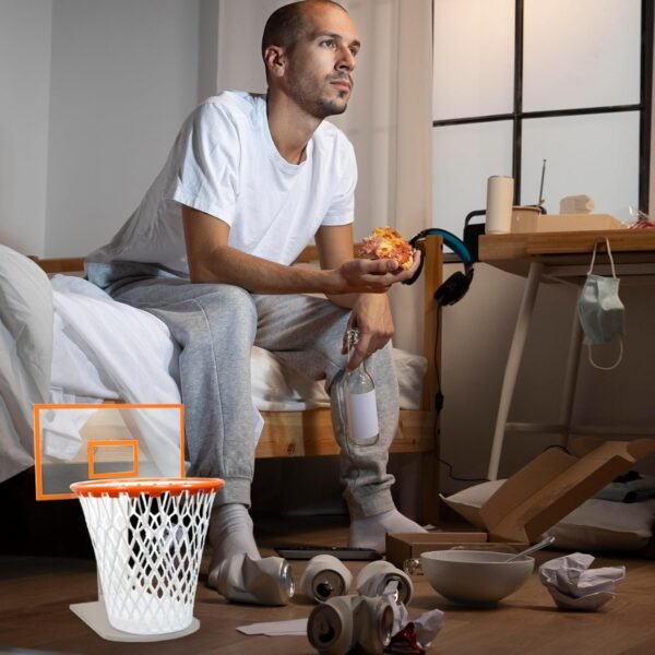 Trash Can Basketball Hoop,Basketball Net Trash Can,Waste Basket,Basketball Gift,Basketball Trash Can Holder for Home,Bedroom,Office,Gym (Including 1pc Basketball Trash Can),Acrylic Backboard - Image 3