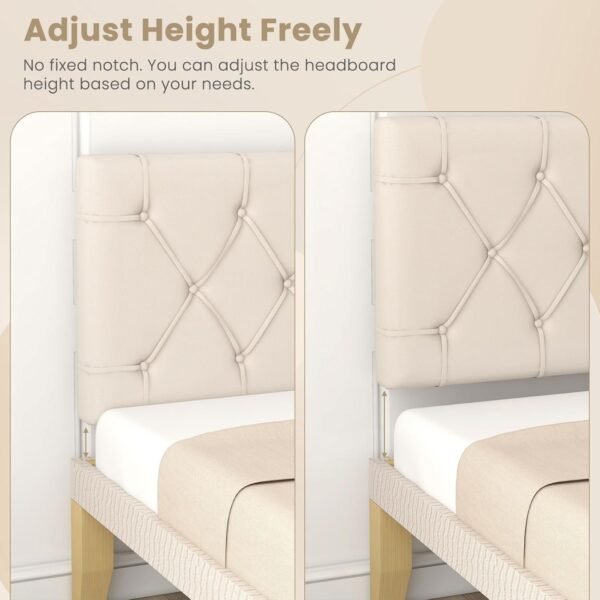Giantex Upholstered Headboard for Twin/Twin XL Size Bed, Wall Mounted Twin Headboard Only, Modern Button Tufted Headboard for Dorm Bedroom, Attachment Device Included, Dorm Headboard, Beige - Image 6