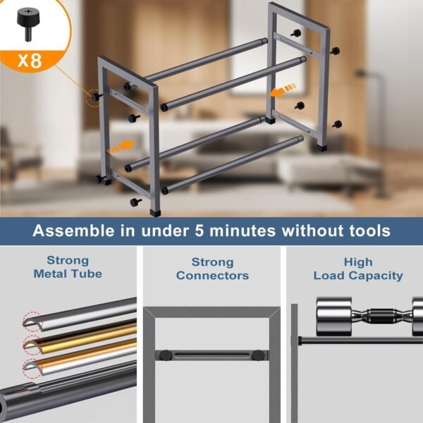 2-Tier Expandable Shoe Rack for Closet, 18“-33” Adjustable Shoe Rack for Small Space, Small Shoe Organizer for Front Door, Sturdy Metal, Gray - Image 5