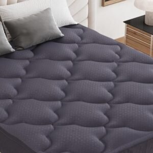 Belffin Pillow Top Mattress Topper Twin XL Size, Mattress Pad Cover 8-21 Inch Deep Pocket, Bed Mattress Protector for Back Pain Relief Soft Breathable Overfilled Down Alternative Filling, Grey