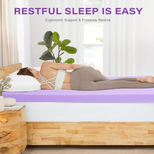 BedsPick Twin XL Mattress Topper 3 Inch, Extra Large Twin Memory Foam Bed Toppers for College Dorm, Single XLong Gel Infused Mattresses Pad for Back Pain Relief, Soft - Image 3