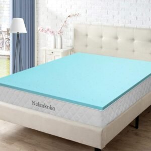 Nelaukoko Memory Foam 2 Inch Twin XL Mattress Topper Bed Topper for College Dorm, Gel Soft Foam Mattress Pad, Single XL Gel Infused